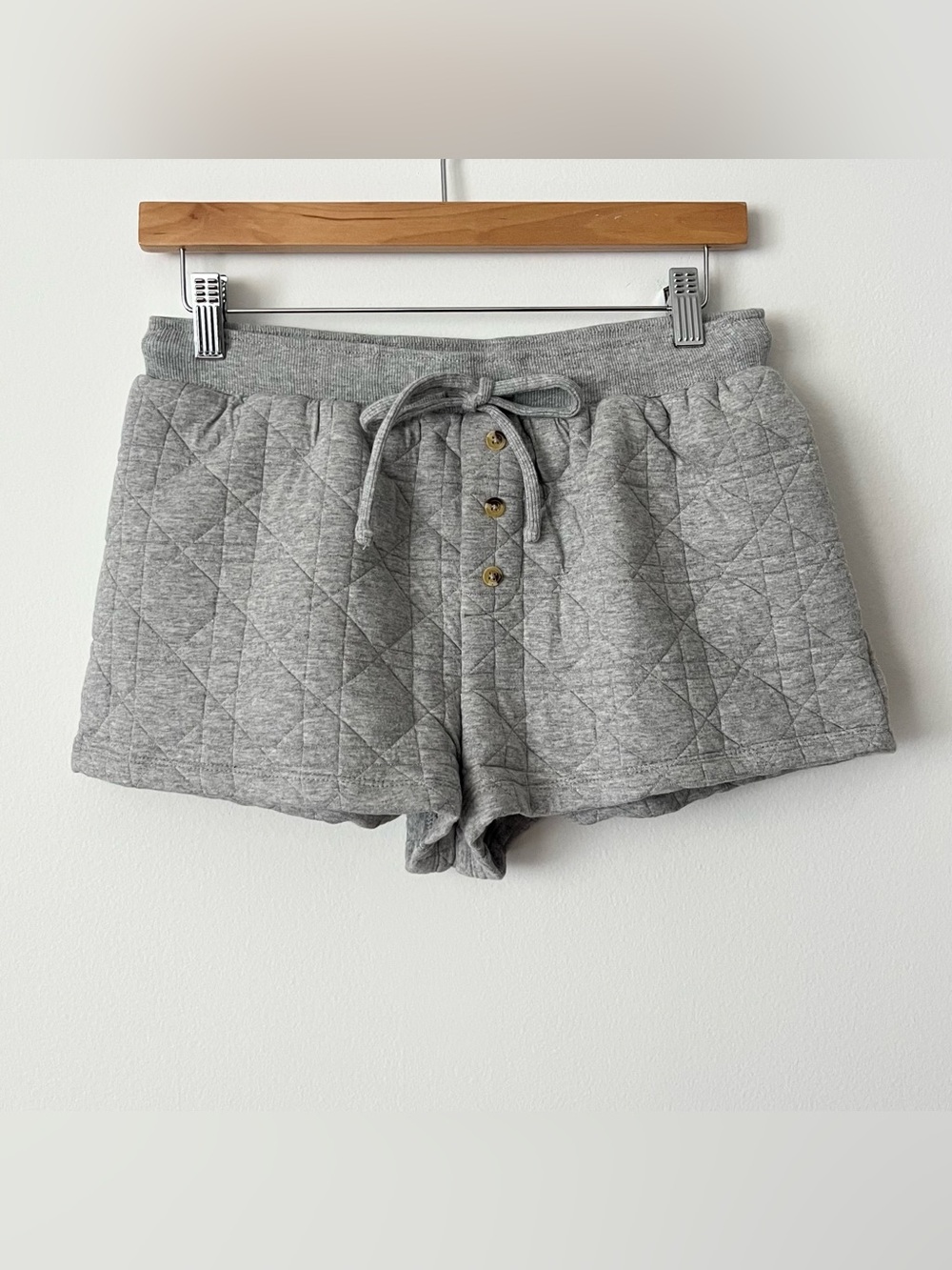 NWT By Anthropologie Women's Boxer Lounge Shorts XS Gray Quilted Pajamas Comfy